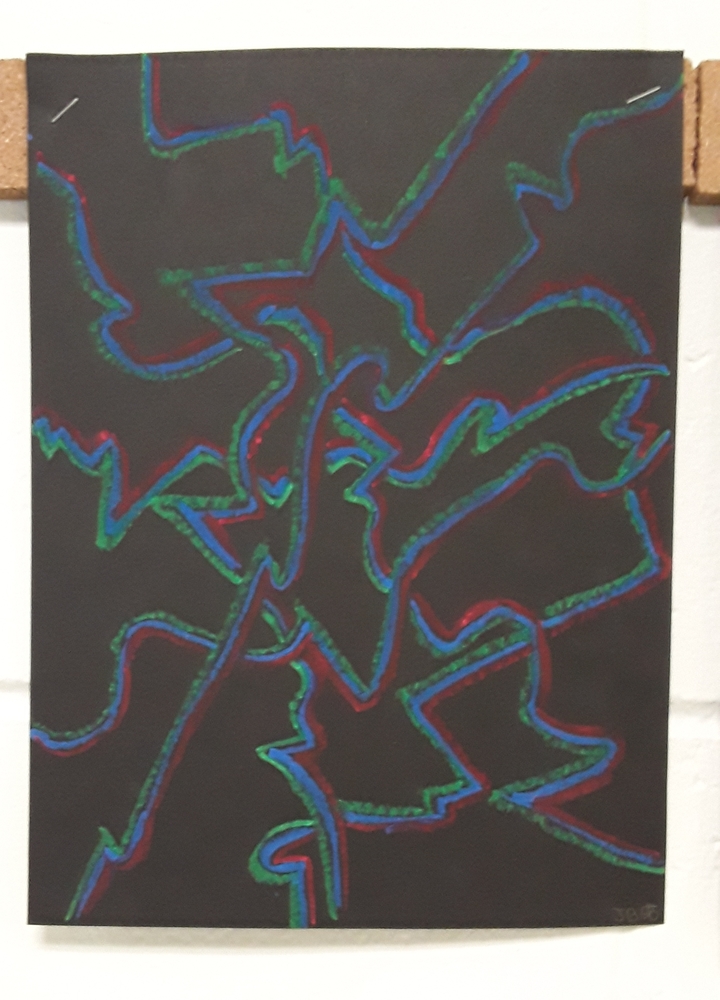 Student Art black with brightly colored lines