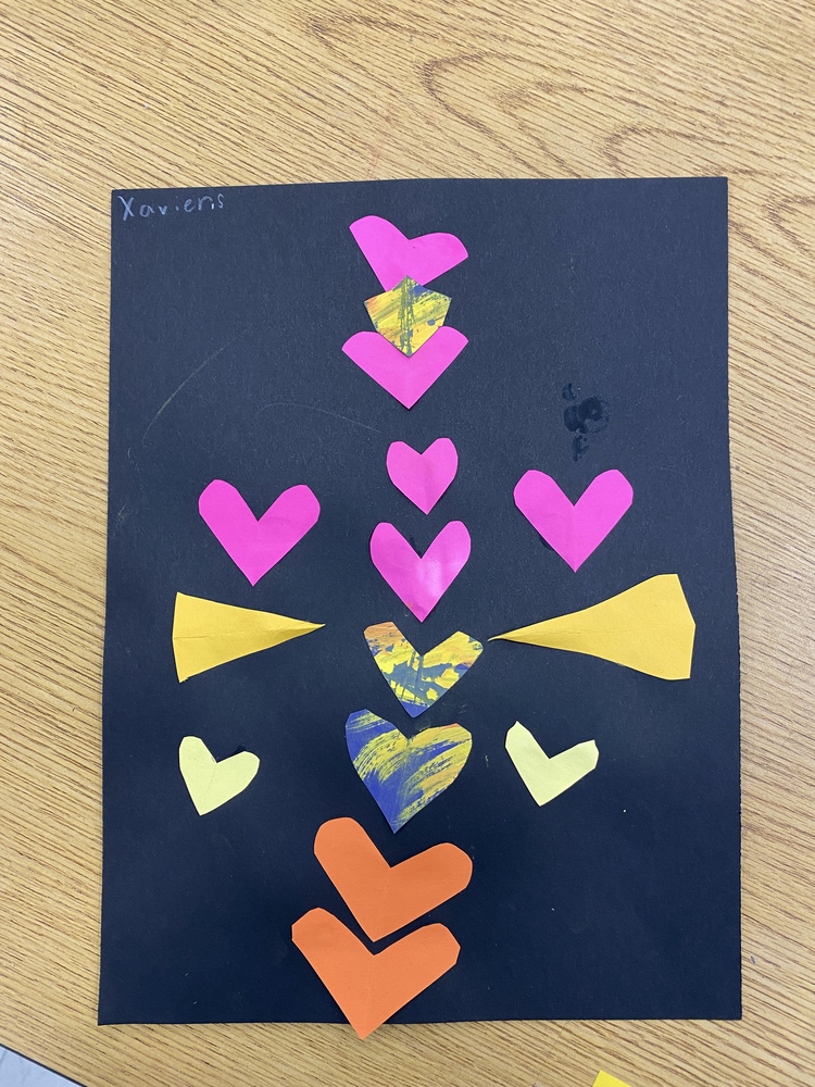 student art paper collage of hearts