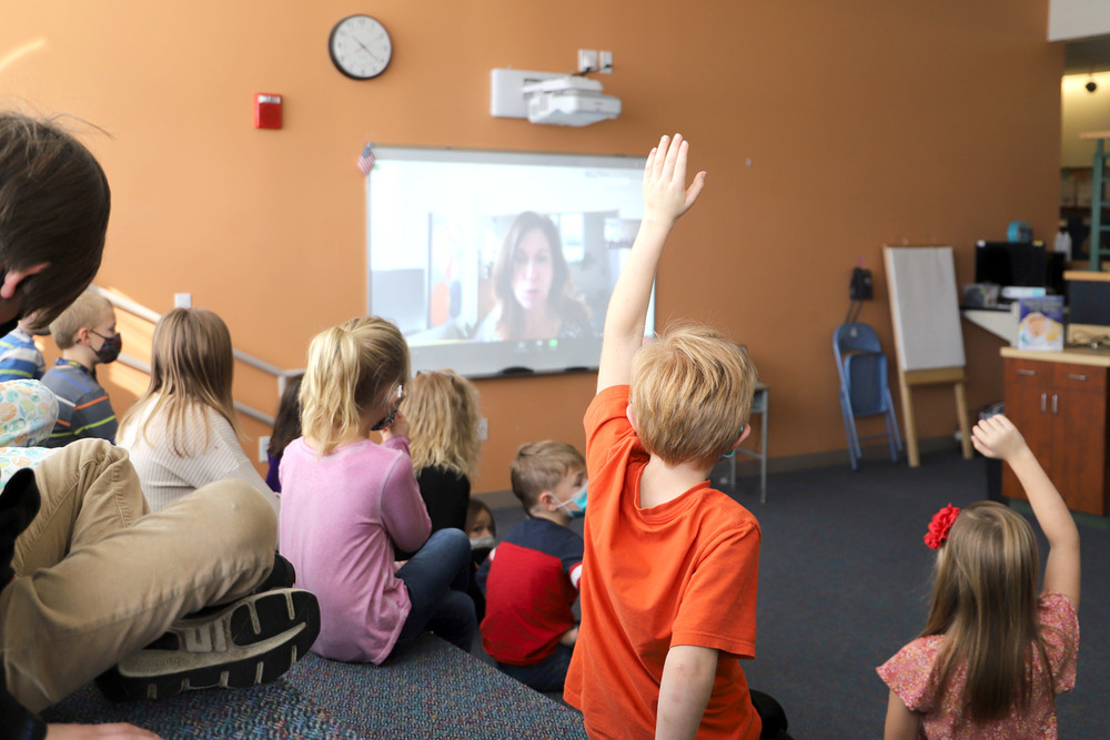 Photo: Second graders at Woolwich Central School meet virtually with award-winning author Lauren Tarshis