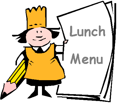 girl holding a sign that says Lunch Menu
