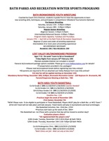 BATH PARKS AND RECREATION WINTER SPORTS PROGRAMS