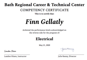 Finn Gellatly, BRCTC Graduate