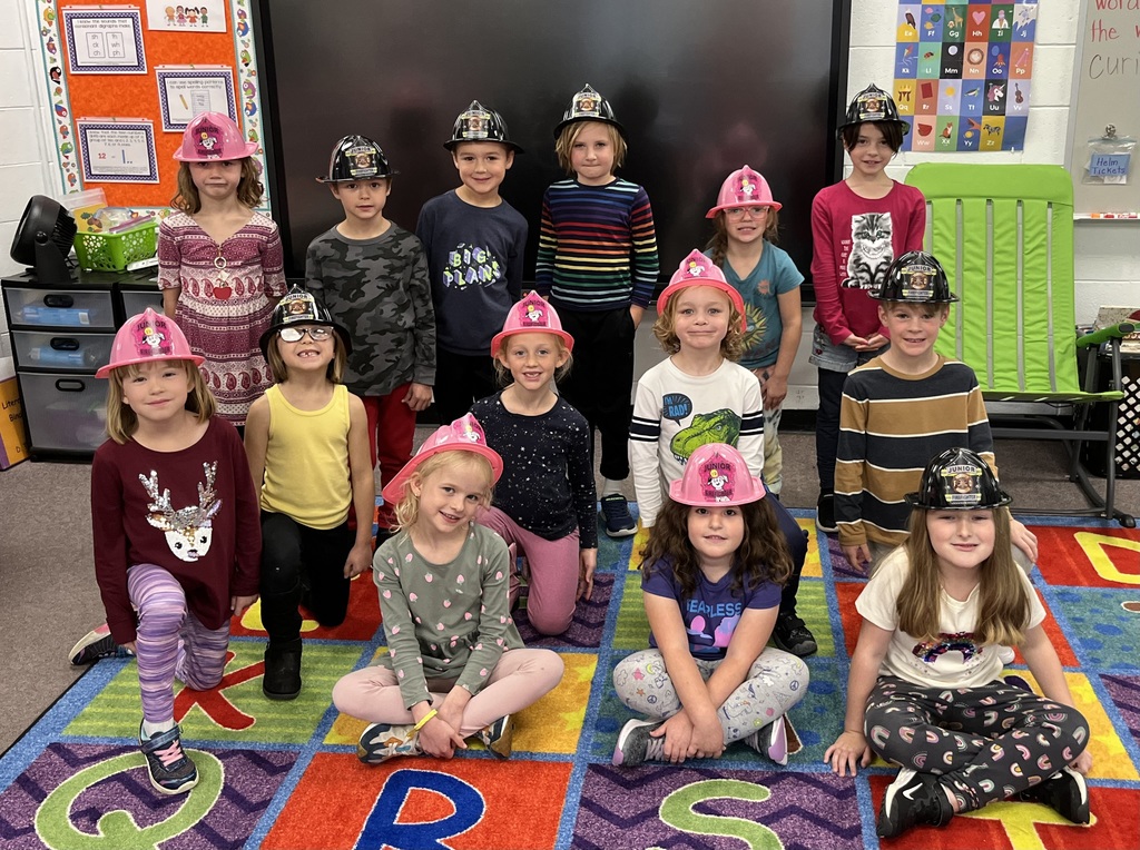 Gr1 in their new toy fire hats
