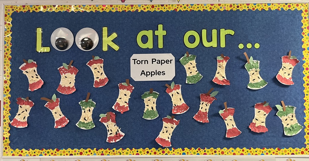 torn paper apples display