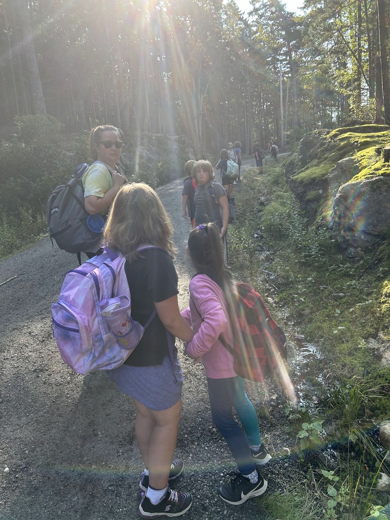 students on trail